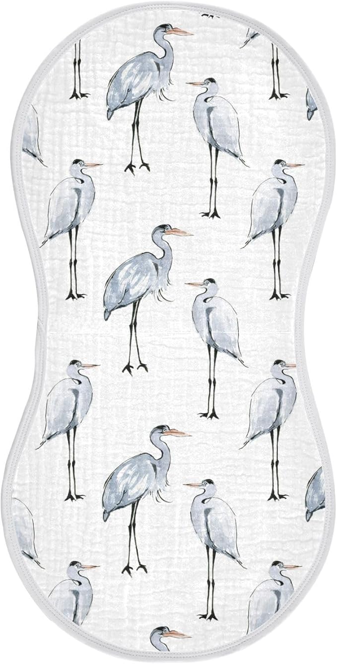 vvfelixl Watercolor Heron Burp Cloths for Baby Boy Girls Baby Washcloths Burp Rags 1 Pack