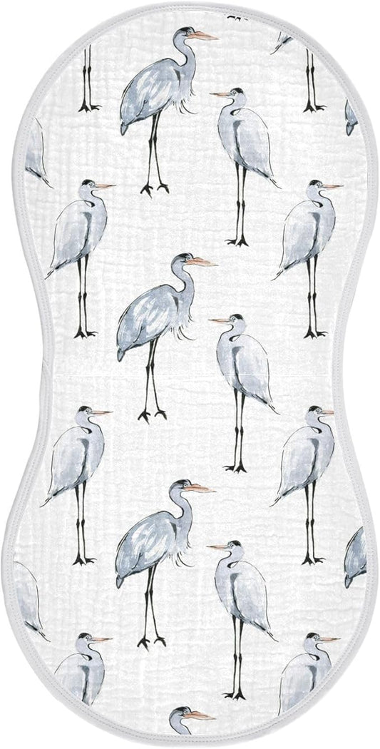 vvfelixl Muslin Burp Cloths Watercolor Heron Baby Washcloths for Baby Girl Boys 2 Pack