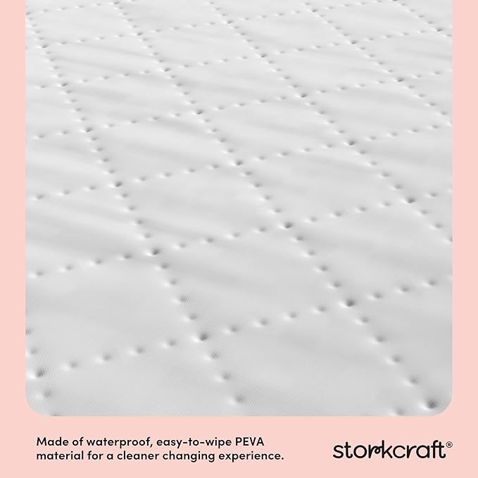 Storkcraft Nest 4-Sided Contoured Baby Changing Pad with Safety Strap - GREENGUARD Gold Certified, Water-Resistant Surface, Fits Most Standard-Size Changing Table Toppers, Non-Skid Bottom