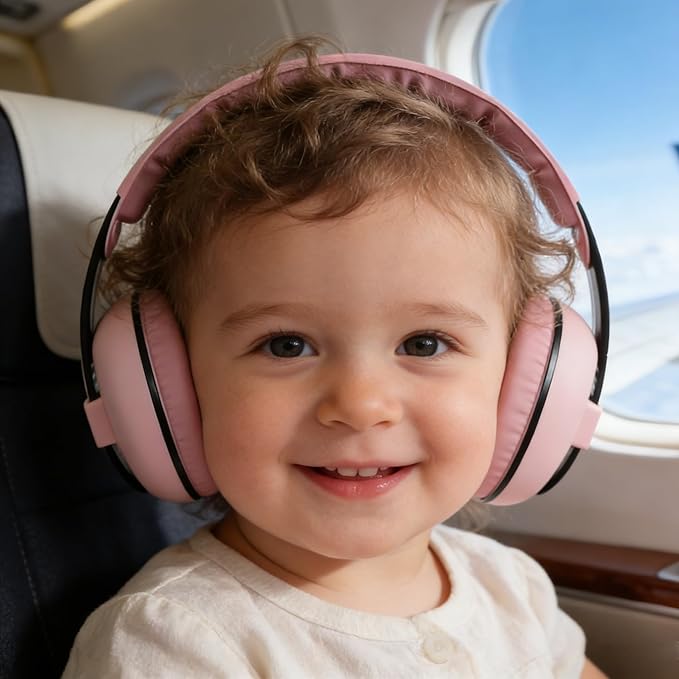Funbliss Baby Ear Protection for Babies and Toddlers for Ages 3 to 36 Months - Noise Reduction Earmuffs - Comfortable Baby Headphones Against Hearing Damage & Improves Sleep - Pink
