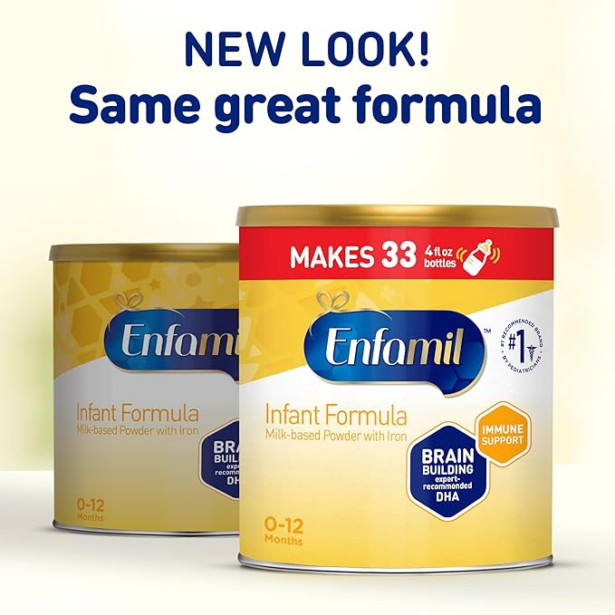 Enfamil Infant Formula, Milk-based Baby Formula with Iron, Omega-3 DHA & Choline, Powder Can, 21.1 Oz (Pack of 4)