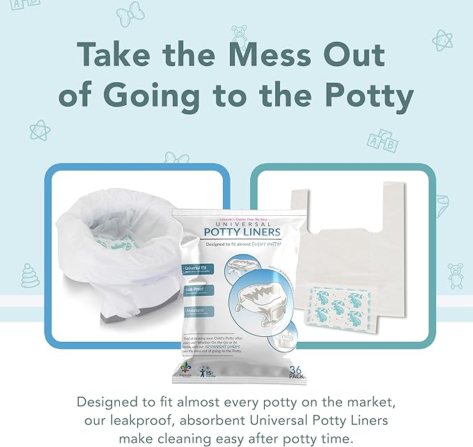 Kalencom Potette Plus Potty Seat Liners - Disposable, Leakproof Liners for Travel Potty Seat - Fragranced to Absorb Odor - 30 Count