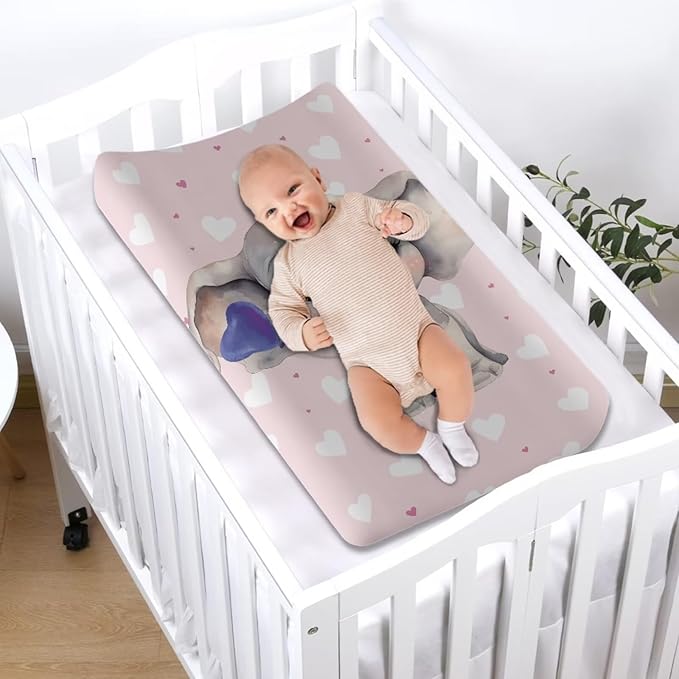 Elephant Changing Pad Cover Waterproof Comfy Cozy Universal Tray Table Mat Stretchy Baby Changing Table Cover Durable Lightweight Cradle Sheets