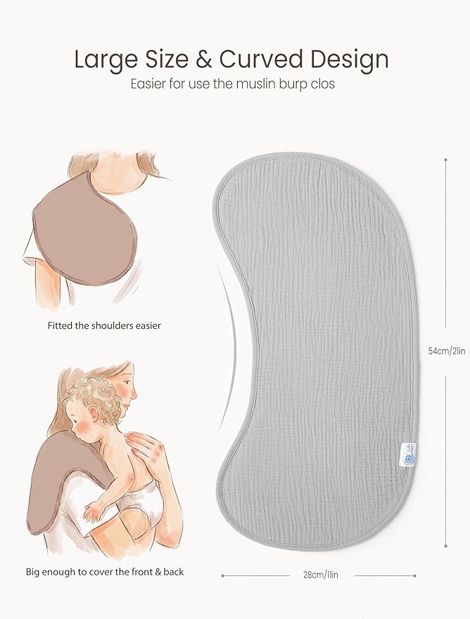 lulumoon Muslin Burp Cloths for Babies: 100% Soft Cotton Large Burping Cloths - Neutral Baby Burp Rags for Boy and Girl - Absorbent Burp Cloth for Spit-Ups 6 Pack