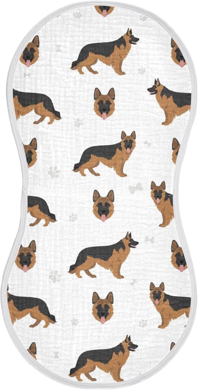 German Shepherd Dog Muslin Burp Cloths for Baby 1 Pack Soft 100% Cotton Baby Washcloths Bibs for Boy Girl