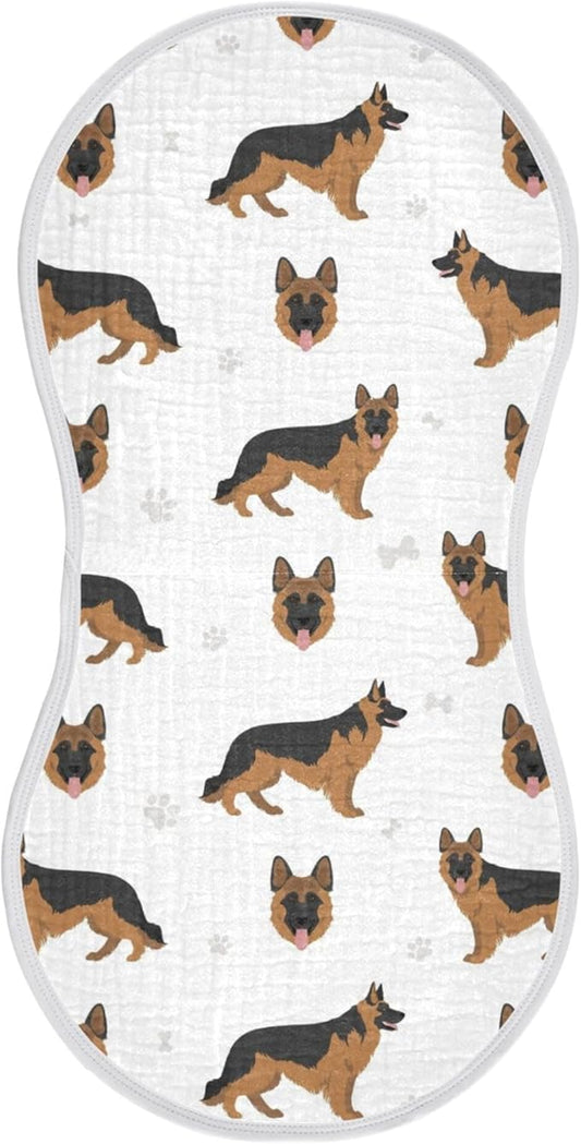 German Shepherd Dog Muslin Burp Cloths for Baby 1 Pack Soft 100% Cotton Baby Washcloths Bibs for Boy Girl