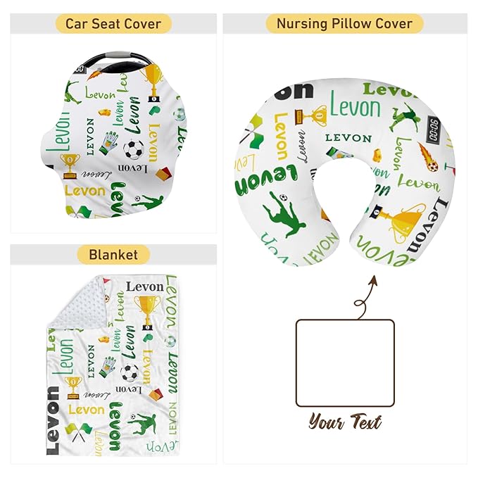 Baby Nursing Pillow Cover - Personalized Name Sport Theme Breastfeeding U-Shaped for Bottle Feeding, Ultra Soft Comfortable Breastfeeding Pillow Cover for Infant Baby Boys and Girls