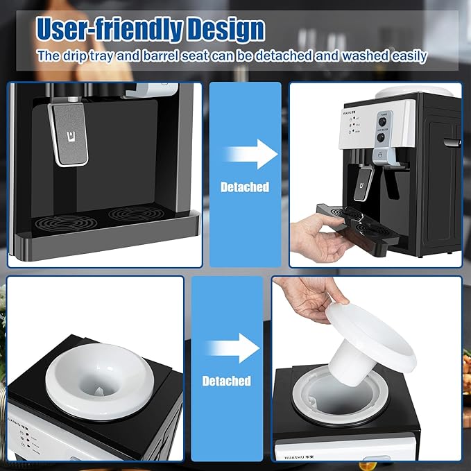 Top Loading Desktop Water Cooler Dispenser, 500W 110V Countertop Hot & Cold Water Coolers Drinking Fountain Portable Water Warmer for Home Bedroom Studio Office Grocery Store