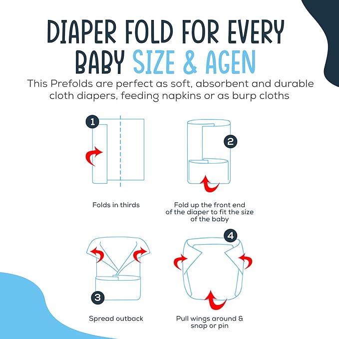 Linteum Textile Supply Birdseye Prefold Cloth Diapers 4-6-4 Ply 14x21 Inches Burp Cloth 100% Cotton Diapers for Babies Unisex No Shrinkage Washable Reusable Diaper (White) 6 Pack