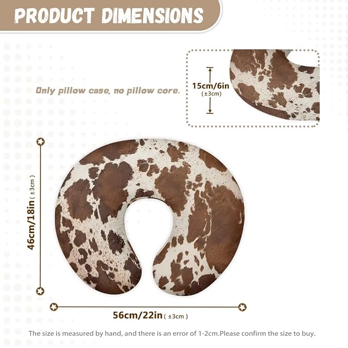 Brown Cow Hide Nursing Pillow Cover for Baby Girl Boy Stretchy Breastfeeding Pillow Slipcover with Hidden Zipper Nursing Pillow Covers for Breastfeeding Moms Nursing Protective Case Camo