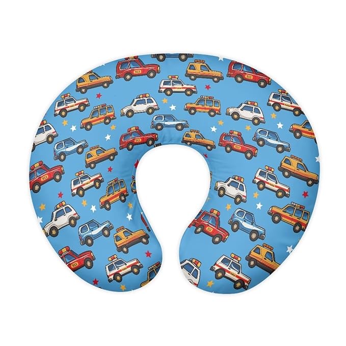 Cartoon Car Nursing Pillow Cover Stretchy Removable Cover for Breastfeeding Pillow Soft Comfortable Slipcover for Baby Girl and Boy Washable & Breathable