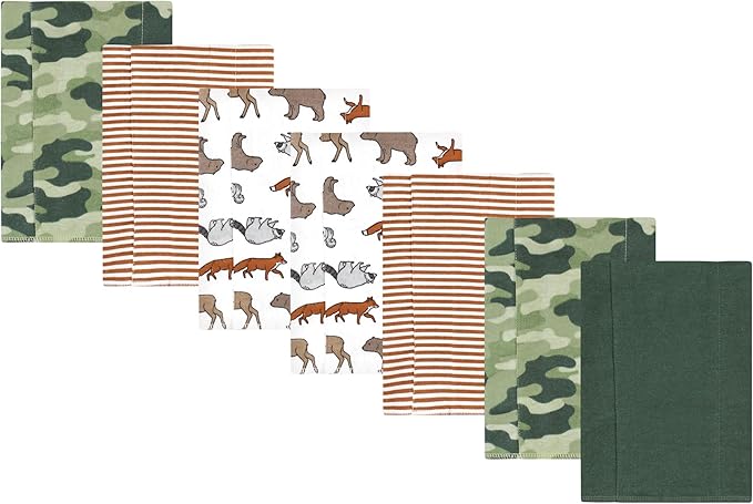 Luvable Friends Hudson Baby Flannel Burp Cloths 7pk, Woodland Animal Adventure