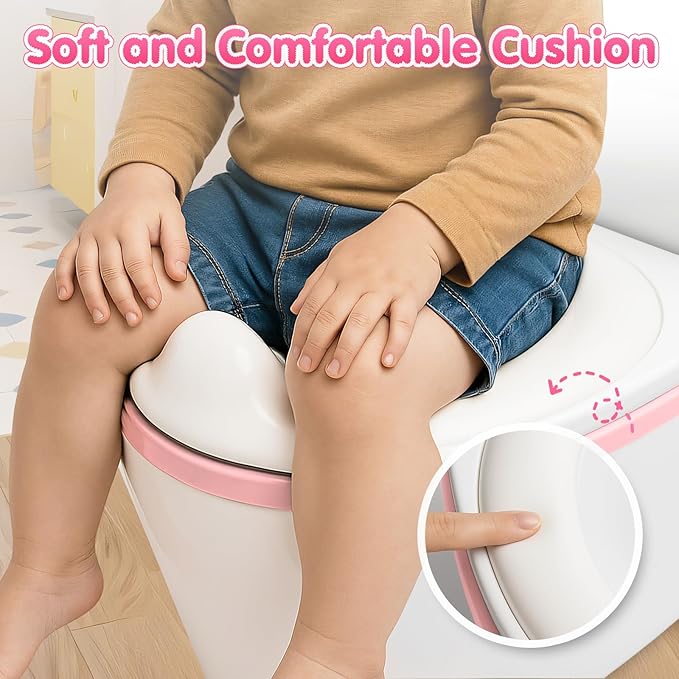 3-in-1 Toddler Potty Training Toilet - Realistic Toddler Toilet with Flushing Sound & Paper Holder | Removal Potty Training Seat | Kids Potty as Stool for Boys and Girls