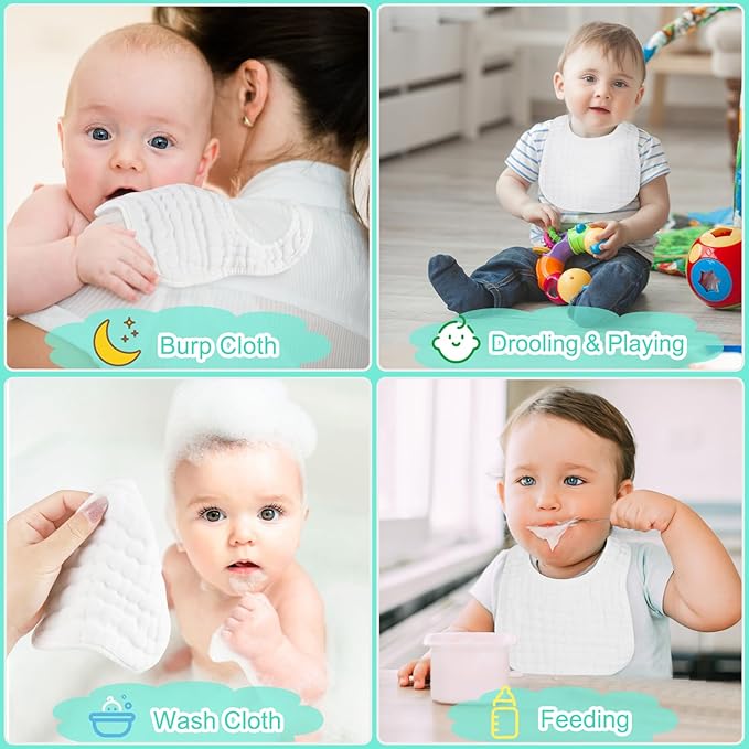 Accmor Muslin Baby Bibs, 6 Pack Soft Cotton Baby Bandana Drool Bibs for Boys Girls Teething and Drooling