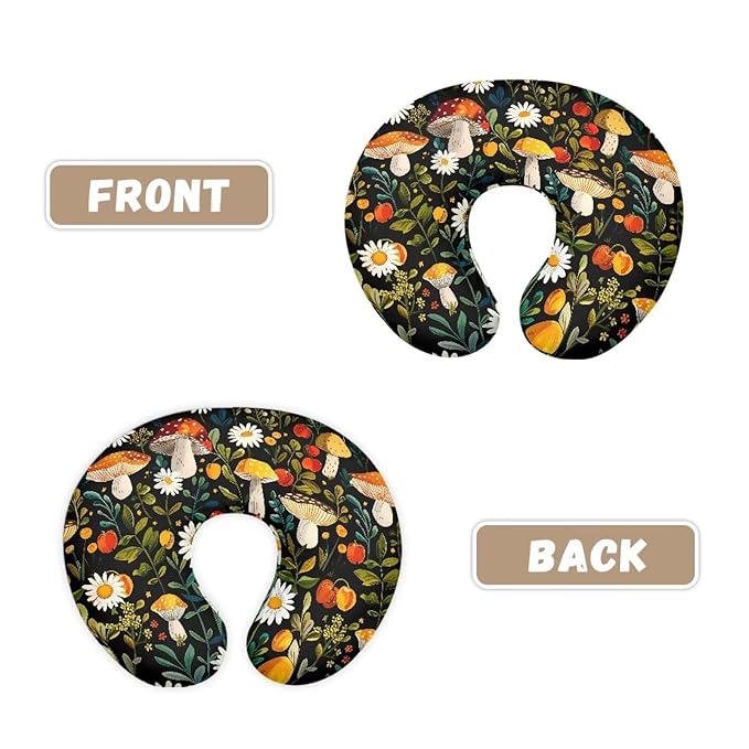 Mushroom Daisy Print Feeding Pillow Cover Breastfeeding Pillow Covers for Breastfeeding Mom Soft Nursing Pillow Case Skin-Friendly U-Shaped Hidden Zipper Design