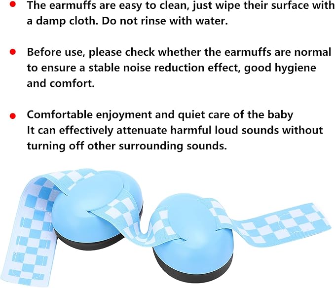 Sonew Baby Ear, Comfortable Infant Ear Muffs Prevent Hearing Damage & Improve Sleep, Adjustable Elastic Headband Baby Ear Muffs - Blue