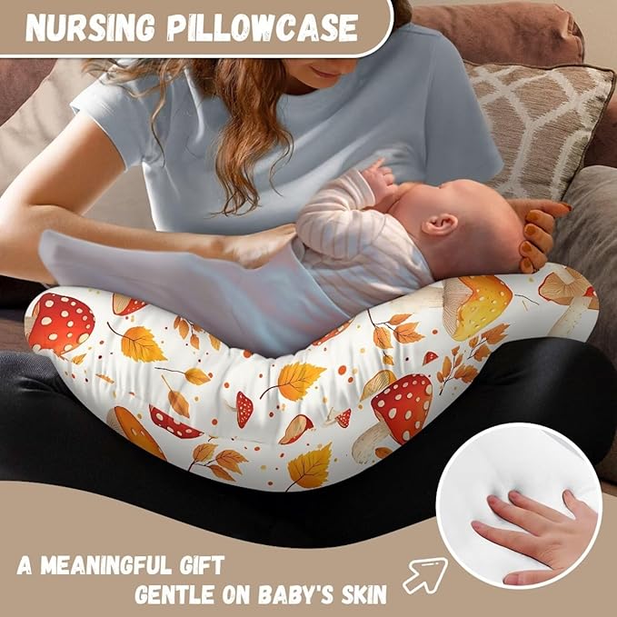Red Yellow Mushroom Baby Nursing Pillow Cover Ultra Soft Comfortable Newborn Nursing Pillow Case Baby Essentials