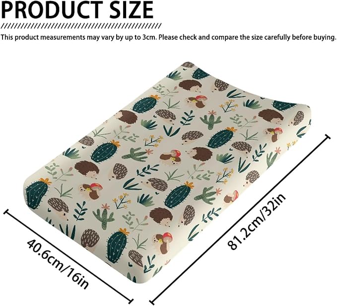 Hedgehog Changing Pad Cover Breathable Stretchy Universal Tray Table Mat Washable Lightweight Waterproof Nursery Pad Change Cover