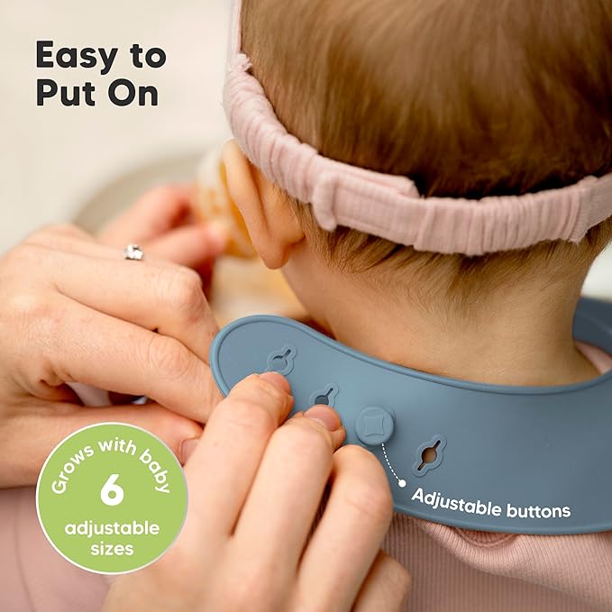 KeaBabies 2-Pack Silicone Bibs for Babies, Toddlers Girl, Boy – Sturdy Food-Grade Baby Bibs for Eating, Large Food Catcher, Clean & Put On Easily, Waterproof Toddler Feeding Essentials (Ocean)