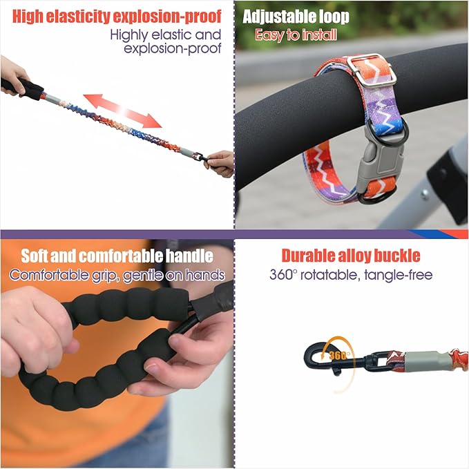 Wagon Safety Wrist Strap - Anti-Lost Toddler Safety Strap Leash for Strollers, Camping Carts & Backpacks, Close Proximity Tether with Soft Handle to Keep Kids Close (Lighting)