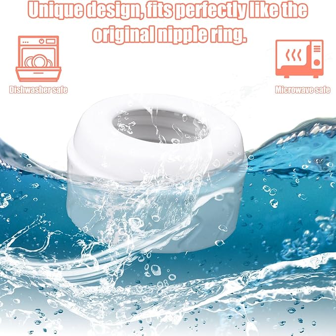 6pcs Replacement Bottle Nipple Collars Rings for Dr. Brown's Narrow Plastic & Glass Bottles 4oz & 8oz, No Leak BPA Mess Free Caps Nipple Ring Spill Proof Baby Feeding Parts Accessories (White)