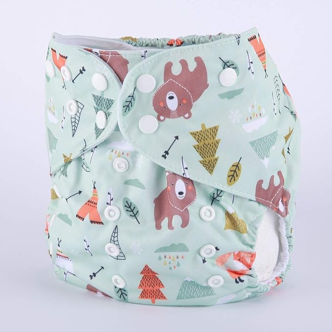 2 to 7 Years Old Junior Big Cloth Diaper Nappy Pocket Reusable Washable Baby Toddler (Bear)