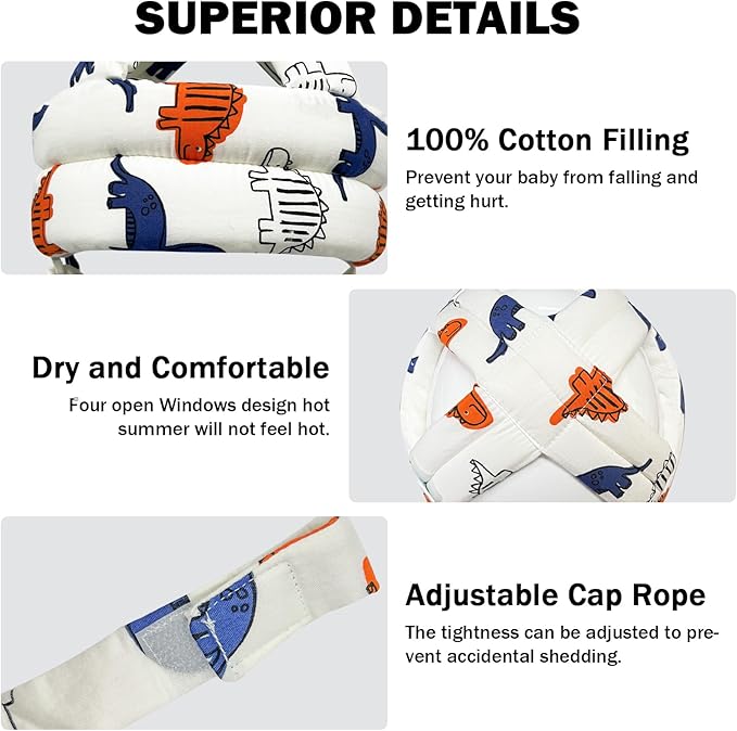 Baby Head Protector for Crawling Walking, Baby Helmet Adjustable No Bumps and Soft Cushion, Infant Safety Cap for Kid Learning to Walk