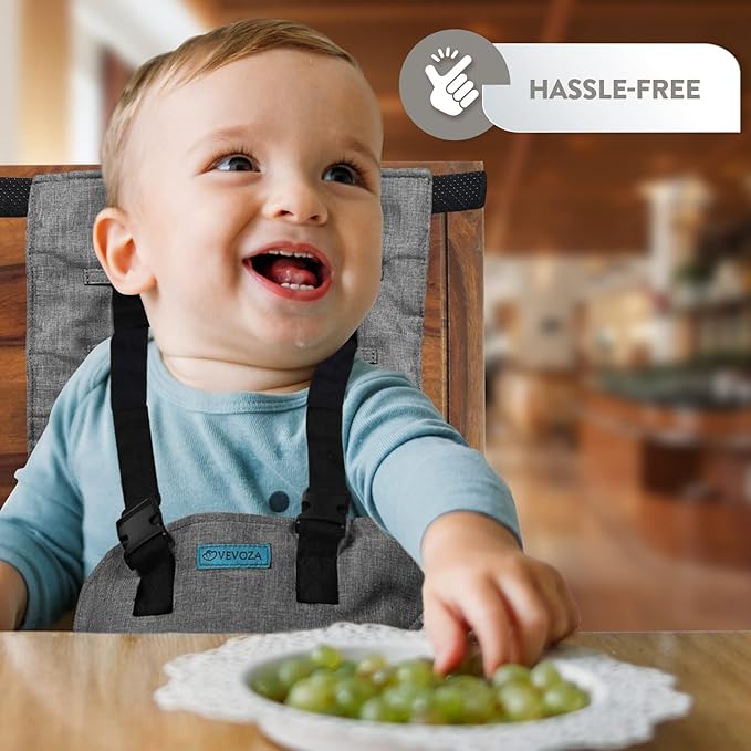 Compact Travel High Chair | Portable High Chair for Baby | Baby Travel Essential Harness Seat | Must Haves for Vacations, Restaurants, Family Visits with Babies | Portable Highchair Seat