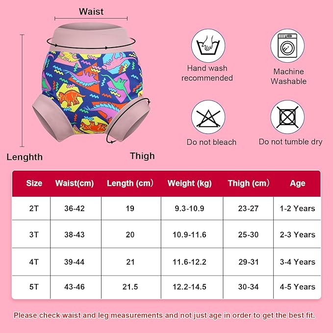 MOEMOE Baby Reusable Swim Diaper 3Pcs Waterproof Swim Pants Baby Swim Diaper for Boys and Girls Swimming Lesson 2-5T