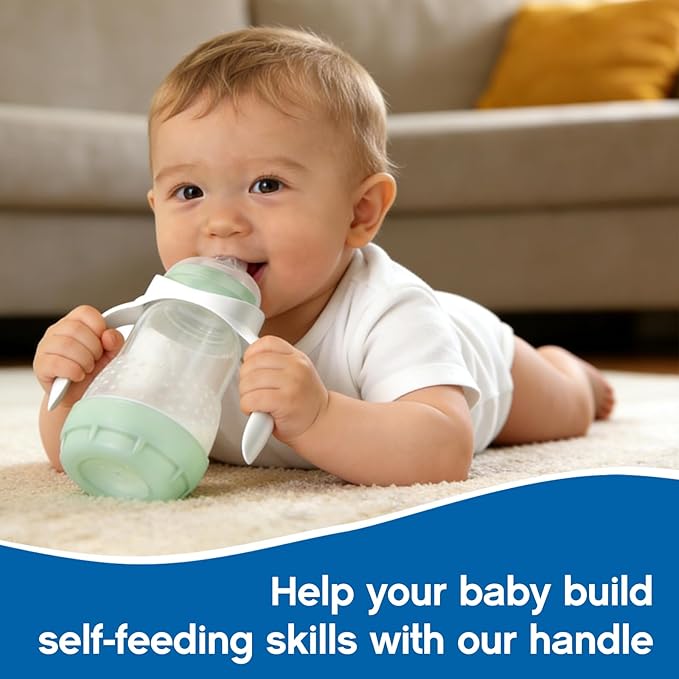 Baby Bottle Handles for Mam Bottles, Bottle Holder for Baby Self Feeding, Bottle Feeding Holder, White, Pack of 4
