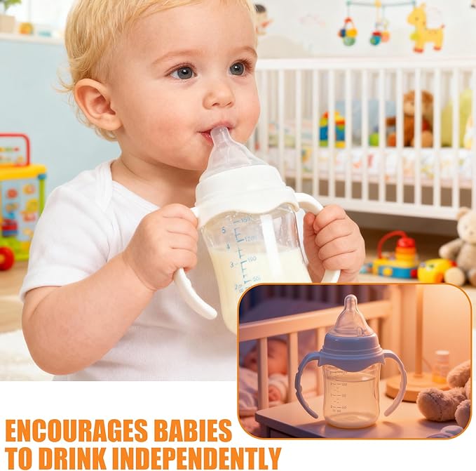 6 Pack Baby Bottle Handles for Evenflo Wide Neck 5oz & 9oz Baby Bottle, Ergonomic Non Slip Grip Easy Changing BPA Free Replacement Holder for Newborn Bottles