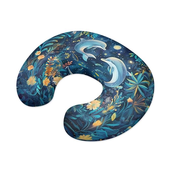 Dolphin Nursing Pillow Cover Girl Breast Feeding Pillows for Mom, Nursing Pillows for Breastfeeding, Slipcovers for Newborn Boys & Girls