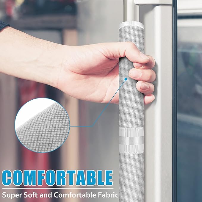 Refrigerator Door Handle Covers, 6 PCS, Keep Your Kitchen Appliance Clean from Food Stains, Smudges, Drips, Oil, Washable and Form-Fitting, Protector for Fridge, Ovens, Dishwashers (Light Grey)