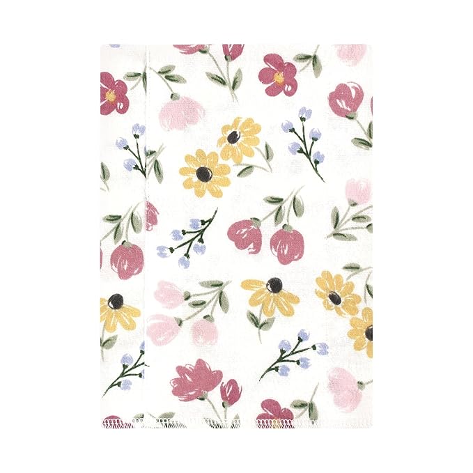 Hudson Baby Unisex Baby Cotton Flannel Burp Cloths, Soft Painted Floral 7 Pack, One Size