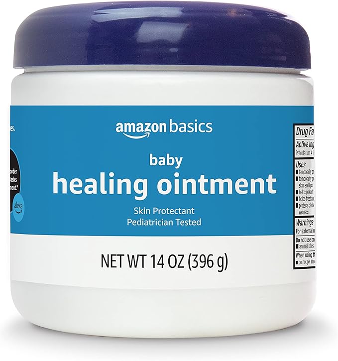 Amazon Basics Healing Ointment for Babies, Skin Protectant for Irritated or Cracked Skin, Pediatrician Tested, 14 Ounce, 4-Pack (Previously Solimo)