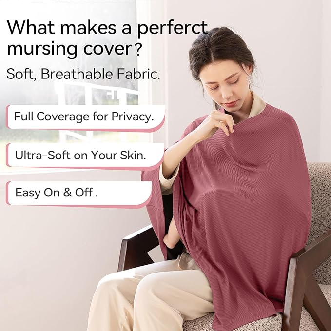 BubblePanda Rayon Made from Bamboo Nursing Cover for Baby Breastfeeding,360° Full Privacy Soft & Breathable Breastfeeding Covers Up for Women,Machine Washable Nursing Shawl,Stretchy Carseat Cover