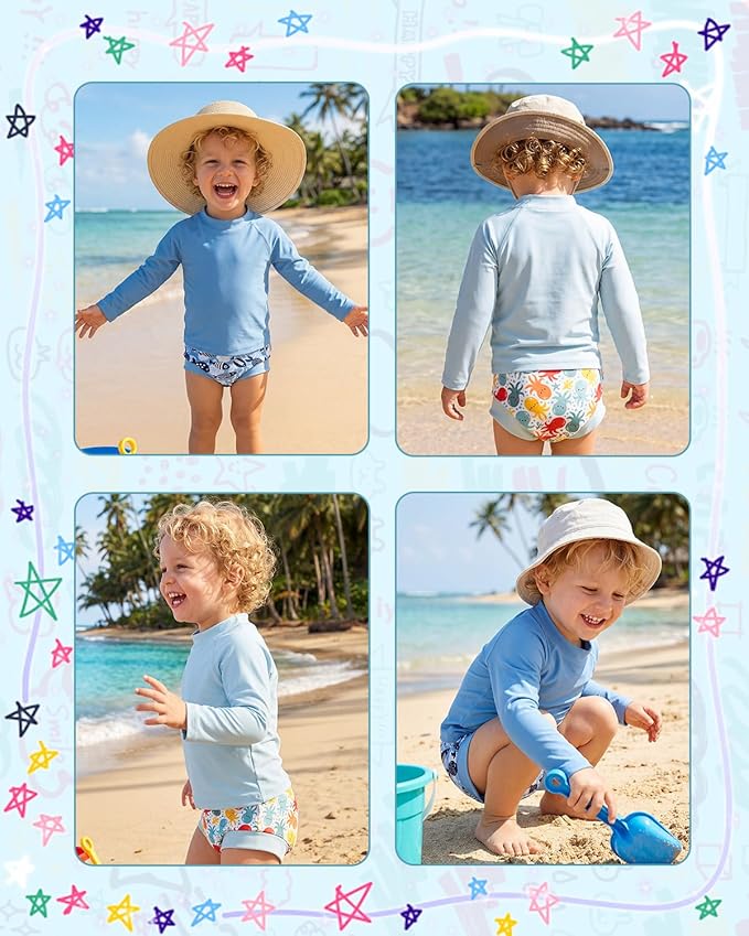 babygoal Reusable Swim Diaper - Waterproof Cloth Swimmers Pants for 18 Months to 24 Months Baby Toddler Beach & Pool(Octopus, Turtle, Fish)