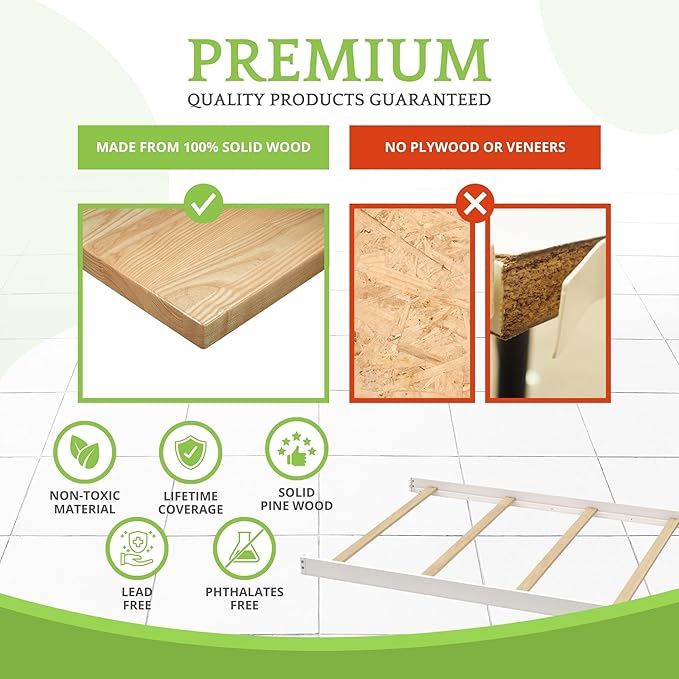 CC KITS Full-Size Conversion Kit Bed Rails Compatible with Simmons Kids Convertible Cribs by Delta Children - Solid Wood Rail - Toddler and Adult Bed Rail for Full-Size (Bianca White, Bolt-ON KIT)