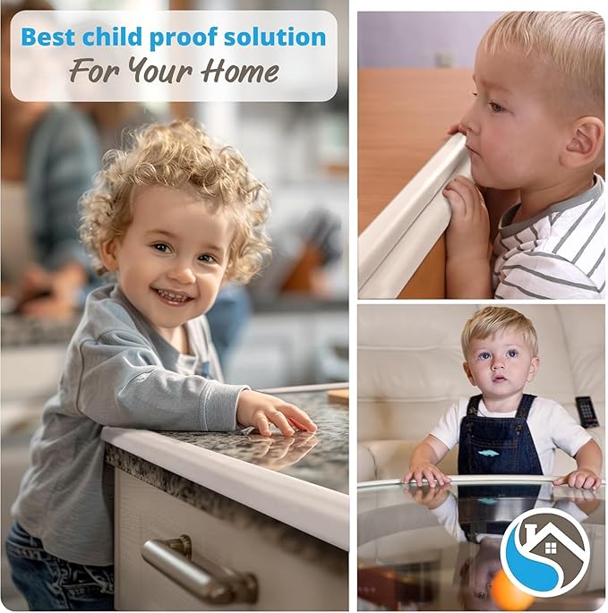 Furniture Edge Guards | 16ft Protective Protective Foam Cushion | Baby Child Proofing Set NonToxic for Table, Fireplace, Countertop | Beige