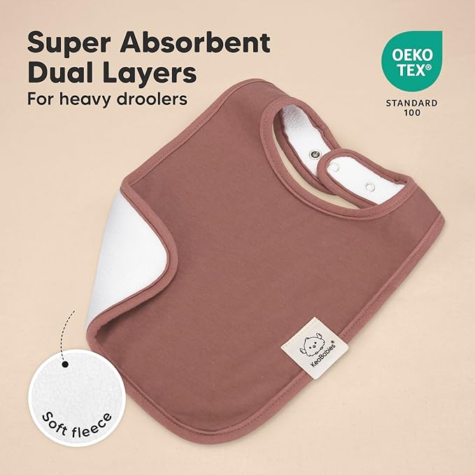 KeaBabies 8-Pack Organic Baby Bibs for Boys, Girls - Super Absorbent Cotton Drool Bibs for Baby Girl & Boy, Teething Toddler, Drooling Newborn, Ultra Soft & Machine Washable (Mauve)