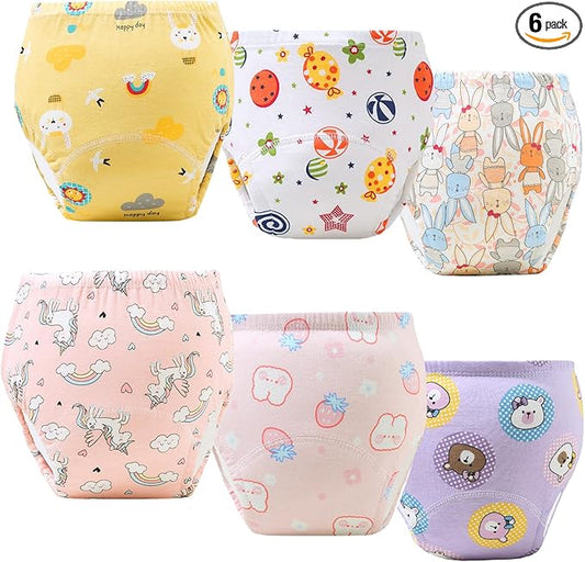 Upairy Training Pants Potty Training Underwear for Boys Girls,Toddler Potty Pants for 2T-6T,Soft Absorbent & Leak-Proof with Characters, 100% Cotton Washable (6PCS,S)