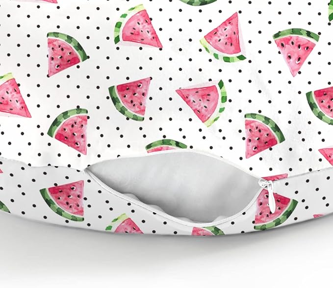 Watercolor Watermelon Dots Baby Nursing Pillow Covers for Boy Girl Tropical Summer Fruits Nursery Slipcovers for Breastfeeding Pillows Beach Vacation Soft Stretchy Removable Covers for Newborn Infant