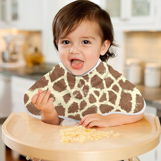 Muslin Burp Cloths for Baby Boys and Girls - 2-Pack Ultra Absorbent Giraffe Print Muslin Washcloths, Newborn Towel, Milk Spit Up Rags, Burp Cloth Bibs for Unisex, 22 x 11 Inch