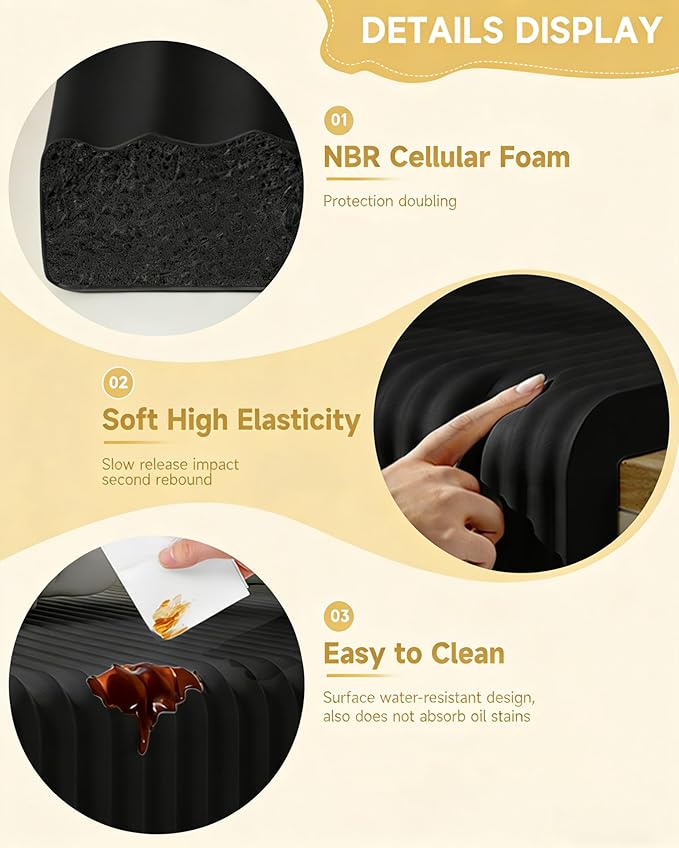 7.9''W Extra-Wide Edge Protector, 6.56FT 0.79''Th Baby Proofing Corner Guards, Safety Furniture Bumper, Pre-Taped, Thick Soft Rubber Foam Padding for Fireplace Table Stair Cabinet (Black)