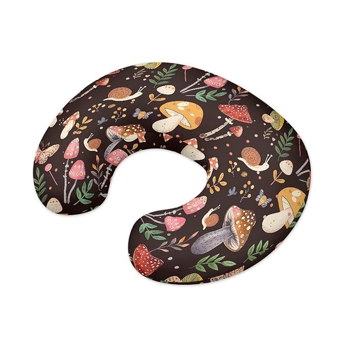 Mushroom Nursing Pillow Support Cover with Hidden Zipper Soft Breathable Fabric Breastfeeding Pillow Slipcover for Baby Boys & Girls Shower Gift or Nursery Room Decor