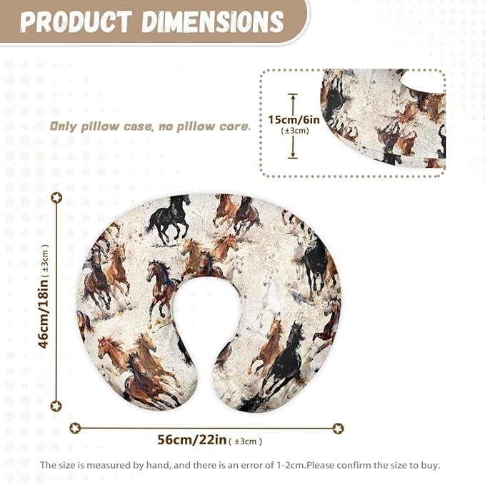 Jeiento Brown Horse Breastfeeding Pillow Covers Soft Comfort Breastfeeding Nursing Pillow Case Stretchy Removable Slipcover for Newborn Boys Girls,Bottle Feeding,Cover Only