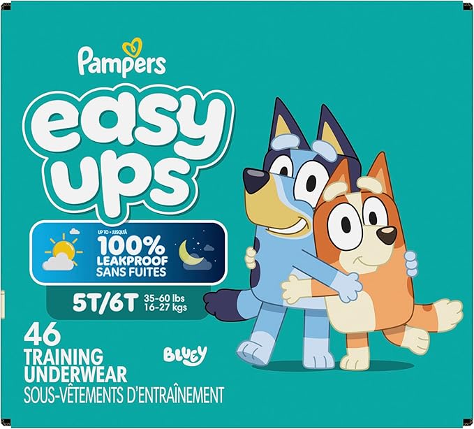Pampers Training Pants - Easy Ups Boys & Girls Bluey - Size 5T-6T, 46 Count, Children's Potty Underwear (Packaging May Vary)