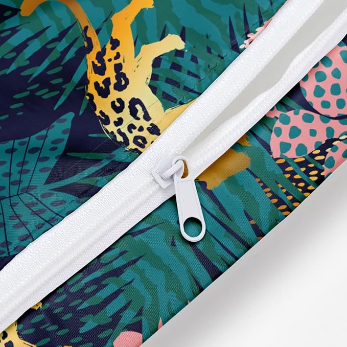 Wet Dry Bag, Wet Bag for Swimsuit, Travel, Beach, Pool, Diapers, Dirty Gym Clothes, Makeup Bag, Camping Accessories, Waterproof Reusable Jungle Tropical Leaves Cheetah Print