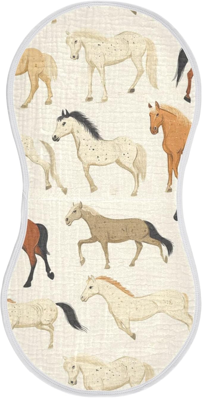 Vintage Horse Burp Cloths Baby Boys Girls Absorbent Soft Cotton Burping Cloths Rags, 1 Pack