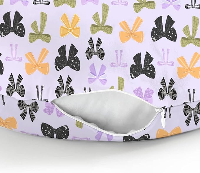 Colorful Halloween Bows Baby Nursing Pillow Covers for Boy Girl Fall Autumn Bows Nursery Pillowcase for Breastfeeding Pillows Spooky Cute Girly Ribbons Soft Stretchy Slipcovers for Newborn Infant